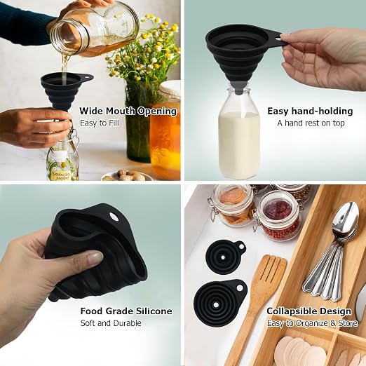 6 Pack Funnels for Kitchen Automotive Use Filling Bottles, Plastic Funnels - Image 5