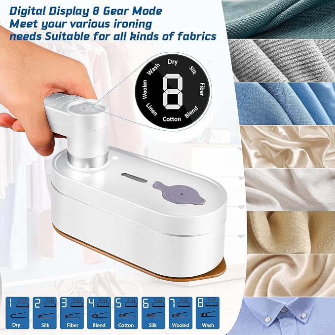 Travel Steamer for Clothes Portable Mini, 8 Steam & Iron Modes Iron Steamer - Image 3