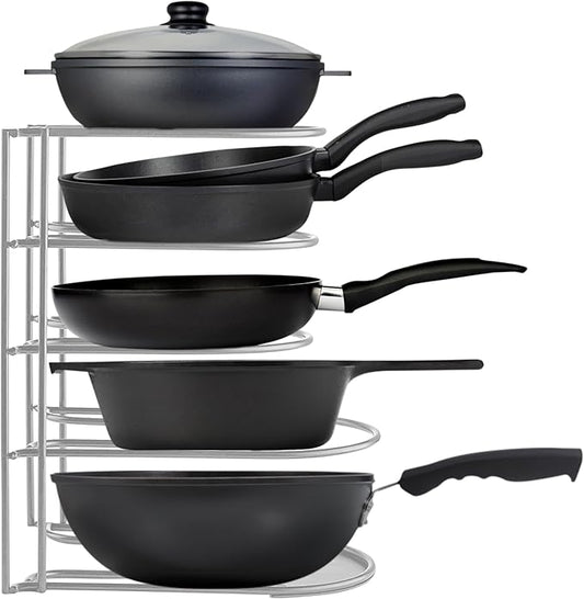 Heavy-Duty Pots and Pans Organizer | 5-Tier Cookware & Lid Storage Rack | by Extreme+Matters