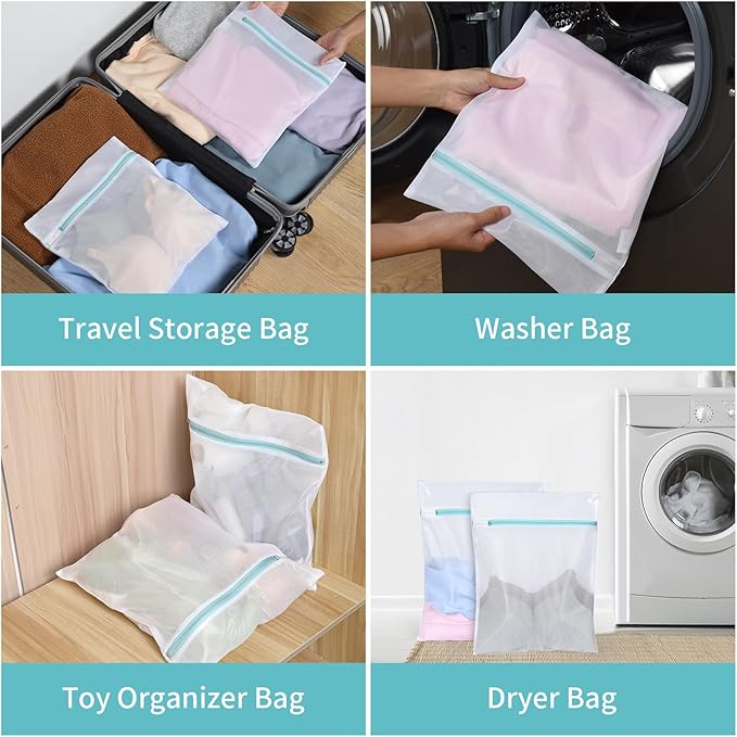 OTraki 12x16 Inch Mesh Laundry Bag 2 Pack Small Lingerie Sock Bag Washing - Image 7