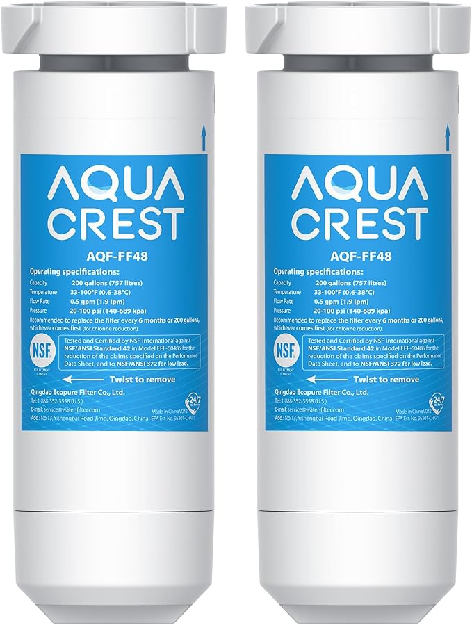AQUA CREST XWF Replacement for GE® XWF, NSF Certified Refrigerator Water Filter by AQUACREST