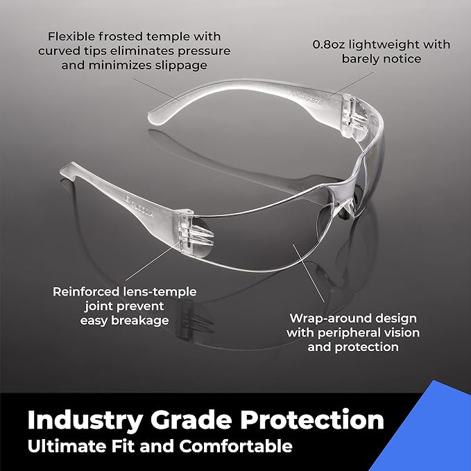 amoolo Clear Safety Glasses Bulk of 24, Protective Eyewear - Image 2