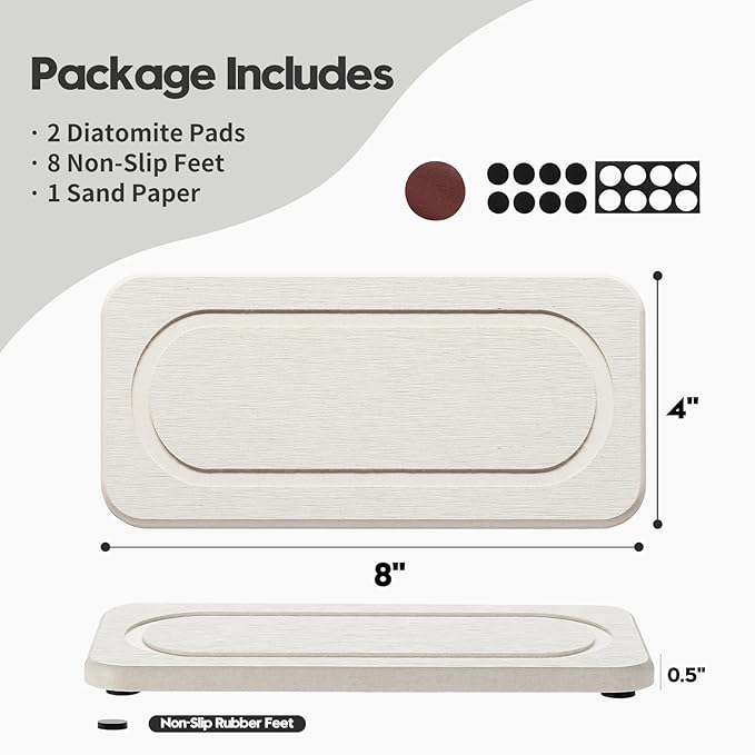 2Pack Diatomite Stone Sink Tray, Water Absorbing Faucet Mat - Image 4