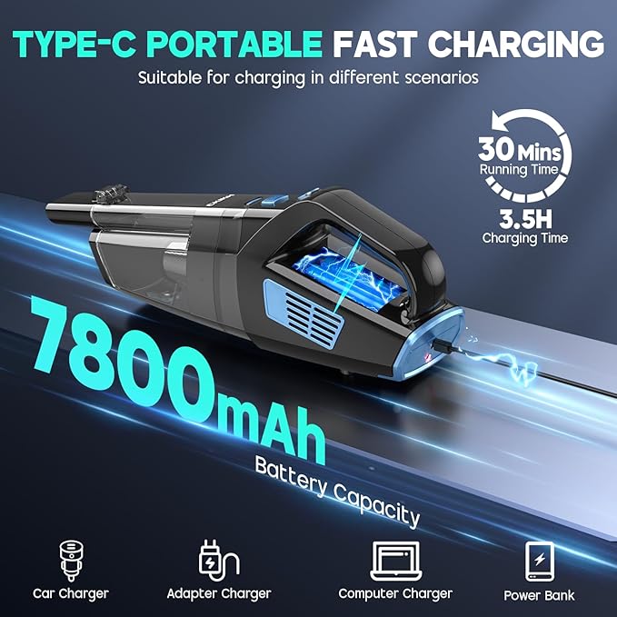 Handheld Vacuum Cordless, 15000PA Strong Suction Hand Held Car Vacuum Cleaner - Image 4