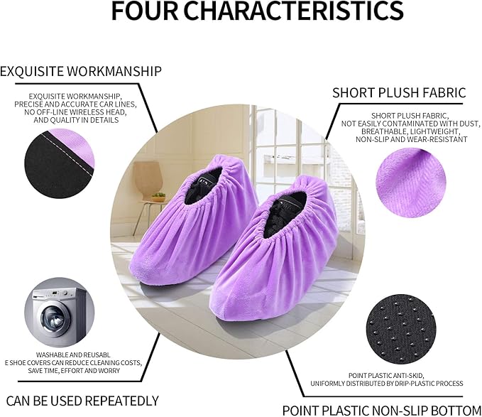 5 Pairs Reusable Non Slip Shoe Covers, Premium Soft Washable Thickened Boot - Image 3