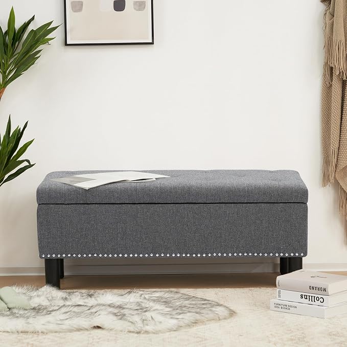 Furnimart 42.5 Inch Storage Ottoman Bench, Flip Top End of Bed Storage Bench - Image 7