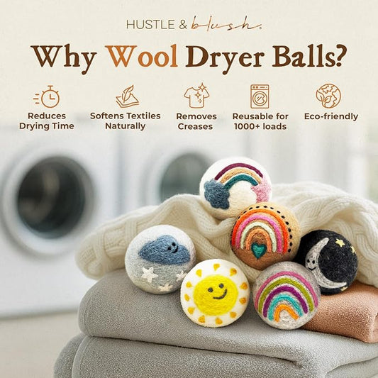 Fluff Ewes Wool Dryer Balls 6 Pack Premium New Zealand Wool Laundry Balls - Image 2