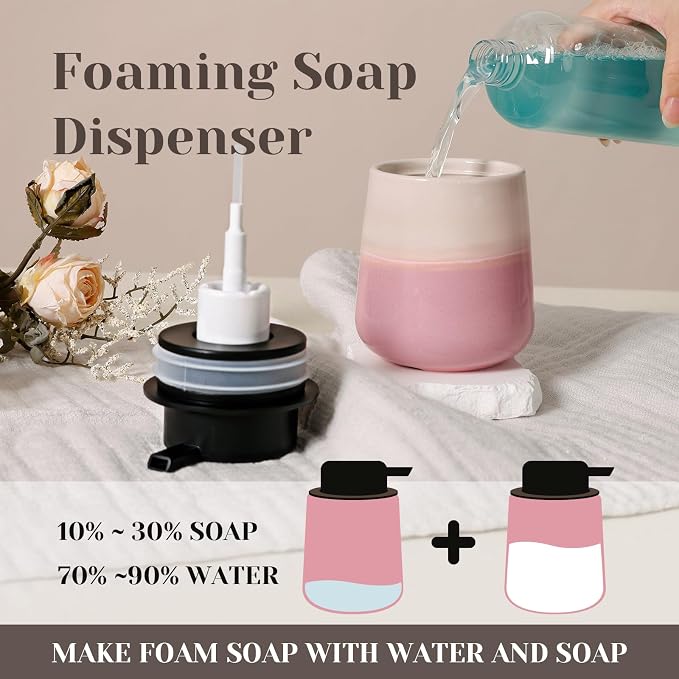 INGOFIN Ceramic Foaming Soap Dispenser - 12oz Foam Hand Soap Dispenser Bathroom - Image 3