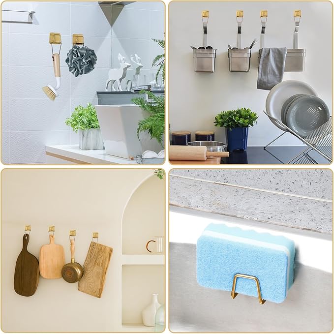 2Pcs Adhesive Sponge Holder for Kitchen Sink Essentials, Stainless Steel Dish - Image 6