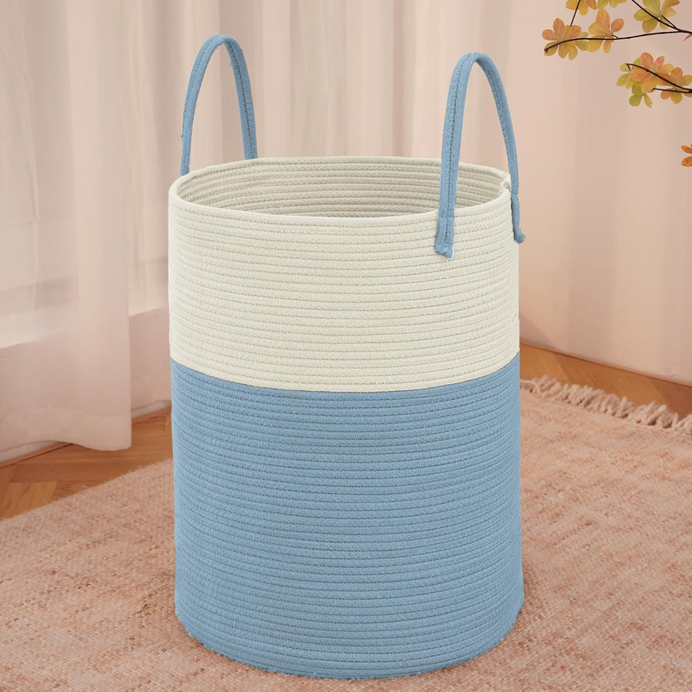 Large Woven Laundry Basket Hamper, 100L Cotton Rope Storage Bin