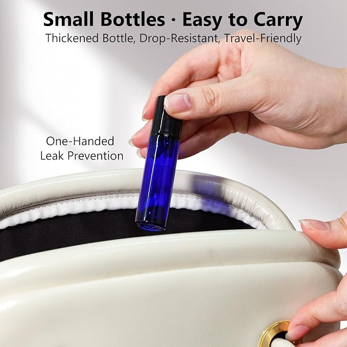 KEYWING 54 Pack Blue Essential Oil Roller Bottles – 10ml Glass Roll-On Bottles - Image 6