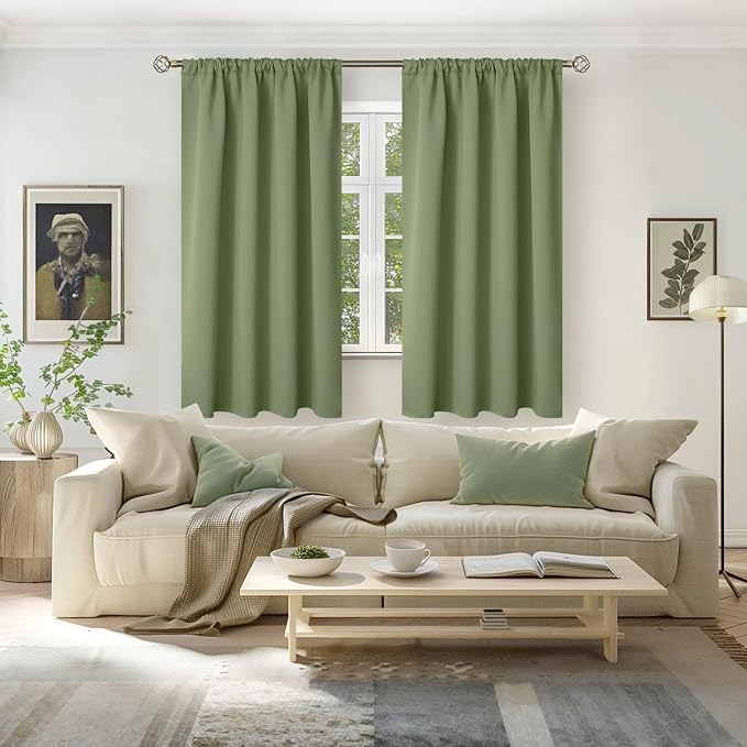 BGment Olive Green Blackout Curtains 63 Inch Length - Image 2