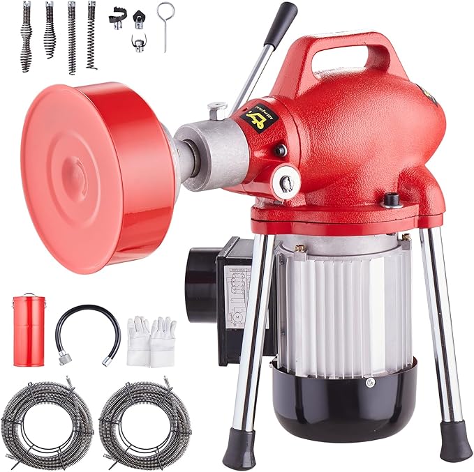 VEVOR Drain Cleaner Machine 120FT x 5/8 Inch, 370W Electric Sewer Snake Auger by VEVOR