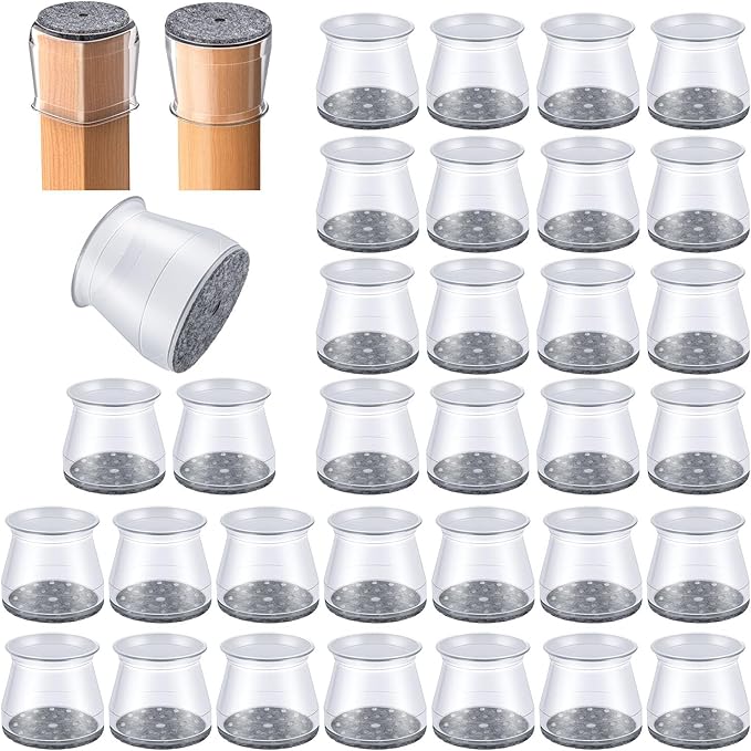 32 Pcs Chair Leg Protectors for Hardwood Floors, Silicone Felt Furniture Leg by OASMU