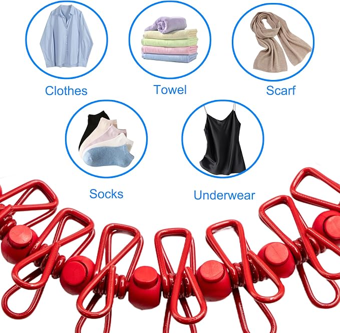 2 Pack Camping Clothesline Portable 12 Clothespins, Retractable Clothes Line - Image 4