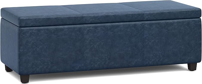 SIMPLIHOME Avalon 48 inch Wide Contemporary Rectangle Storage Ottoman Bench in by SimpliHome