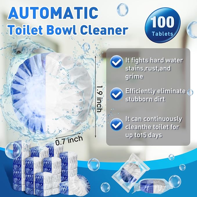 Qualirey 100 Pack Automatic Toilet Cleaner Tablets Toilet Bowl Long Lasting - Image 2