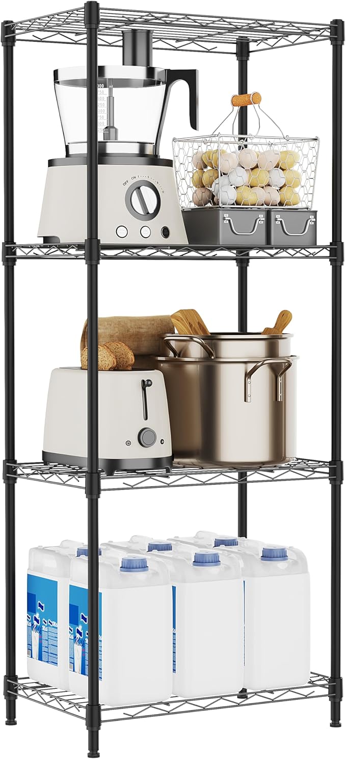 4 Tiers Shelf Metal Storage Shelves Wire Rack Closet Organizers