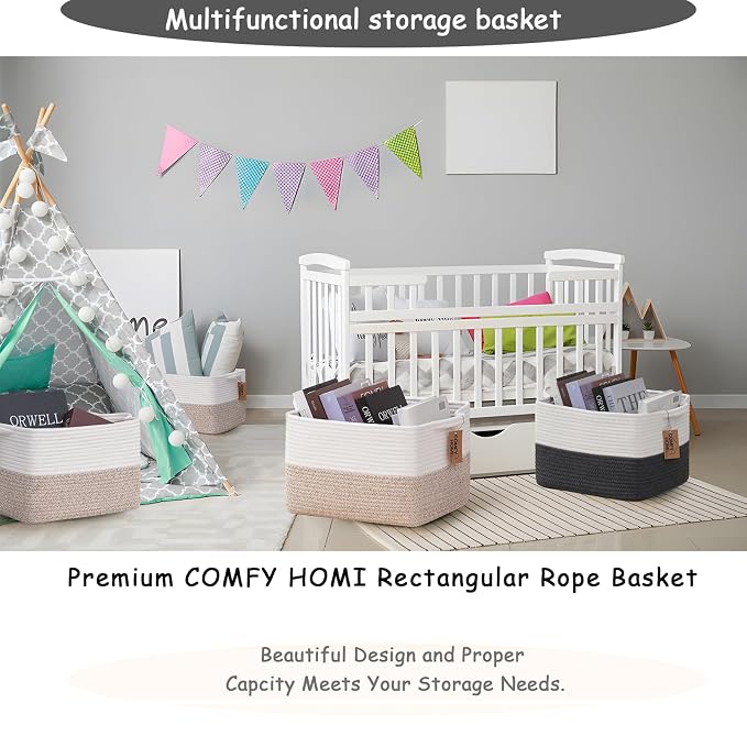 COMFY-HOMI 3-Pack Cotton Rope Woven Basket - Image 3
