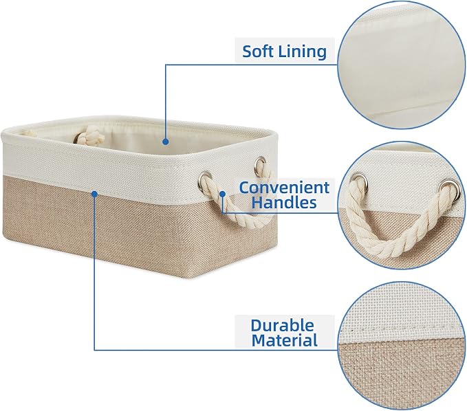 Temary Small Fabric Storage Baskets 6 Pcs Decorative Baskets Bins - Image 3