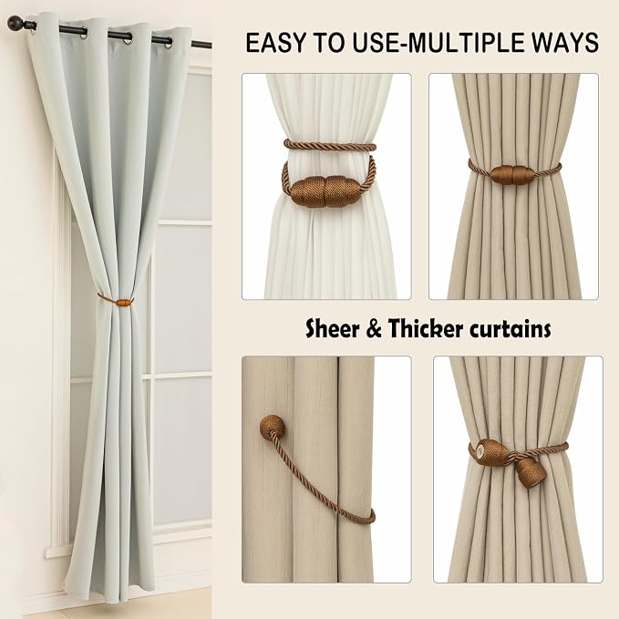 Magnetic Rope Curtain Tiebacks 6 Pack Holders - Image 5