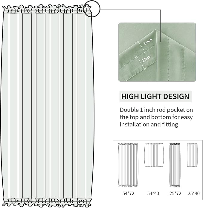 DWCN French Door Curtains – Rod Pocket Thermal Blackout Curtain - Image 3