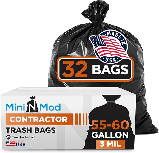 Contractor Garbage Bags 55 Gallon, Extra Large Trash Liners Construction by Mini+n+Mod