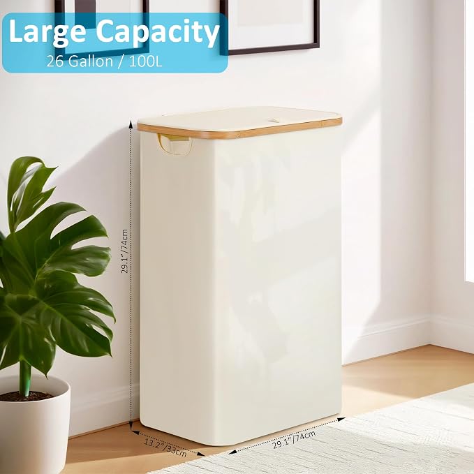 efluky Laundry Basket with Lid and Removable Bag, 100L Tall Laundry Hamper with - Image 7