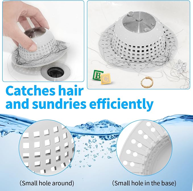 Shower Drain Hair Catcher, Bathtub Drain Cover Foldable Silicone Shower & Tub - Image 5