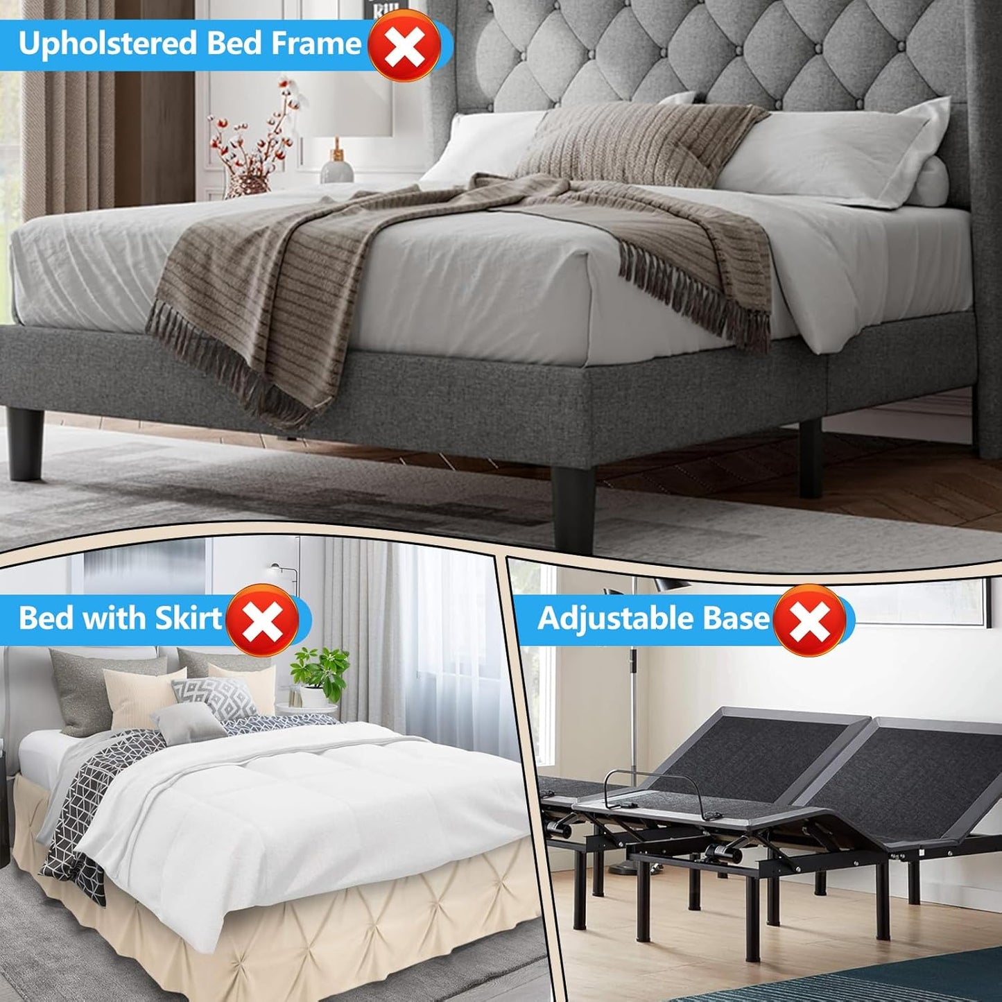YUOROS Extra Tall Mattress Slide Stopper Holder Gripper Retainer Bar for Metal to Keep Mattress from Sliding