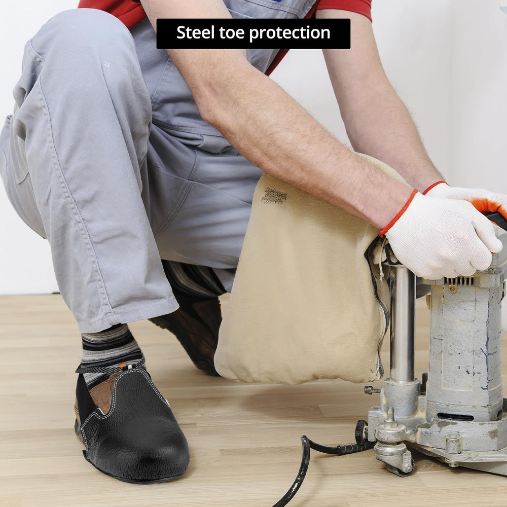 QWORK Steel Toe Cap Safety Overshoes, Anti-Smash Workplace Cover for Men &amp...