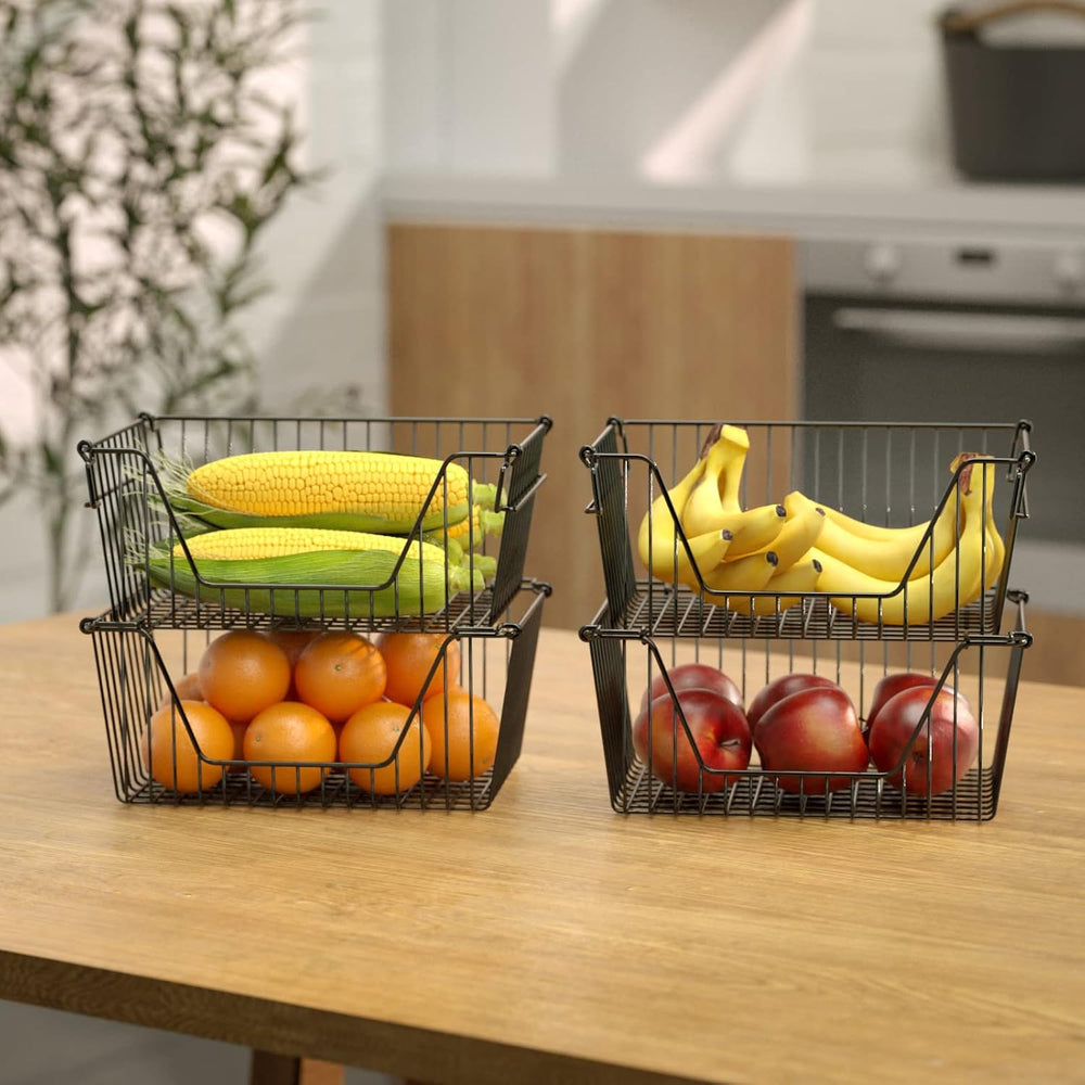 Slideep Wire Storage Baskets for Organizing, 4 Pack 14'' Stacking Met...