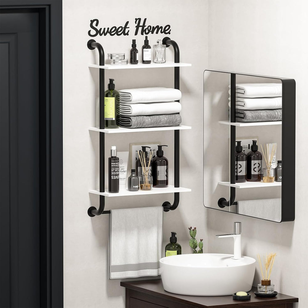 Tinpin 3 Tier Wall Shelves Over Toilet Rustic Industrial Floating Shelf
