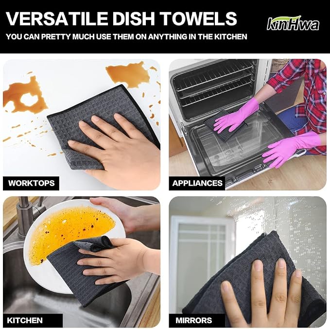 KinHwa Dish Cloths for Washing Dishes Kitchen Towels Microfiber Dish Towels for - Image 7