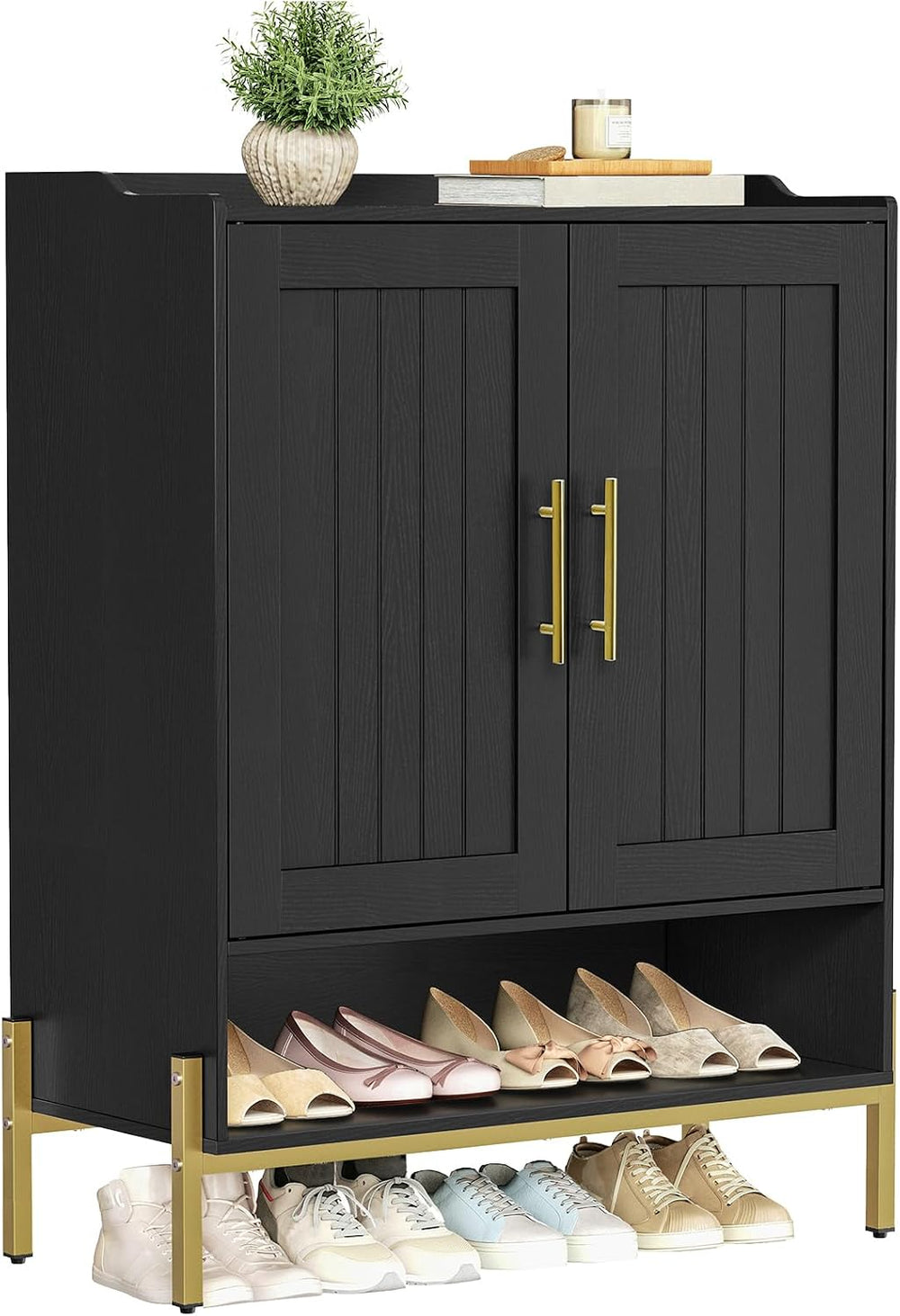 HOOBRO Shoe Cabinet, 5-Tier Shoe Storage Organizer with Doors, Wooden Shoe Ca...