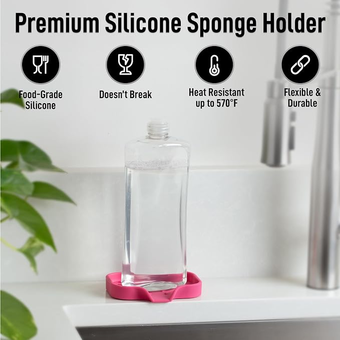 Zulay Kitchen Small Silicone Sponge Holder – Space-Saving Sink Organizer Tray - Image 2