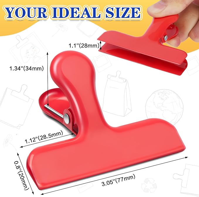 24 Pack Heavy Duty Chip Clips, 3 Inch Stainless Steel Bag Clip, Colorful Food - Image 2