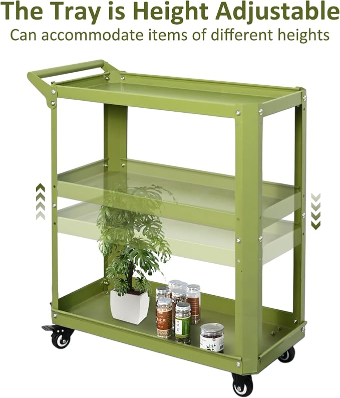 3 Tier Rolling Tool Cart with Lockable Silent Wheels, 330 LBS Capacity - Image 7