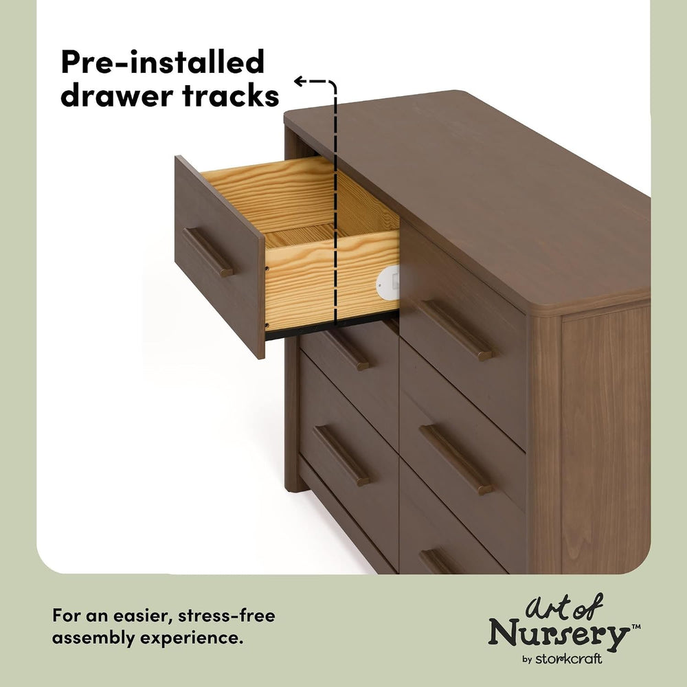 Storkcraft Malta 6 Drawer Dresser, Hazelnut