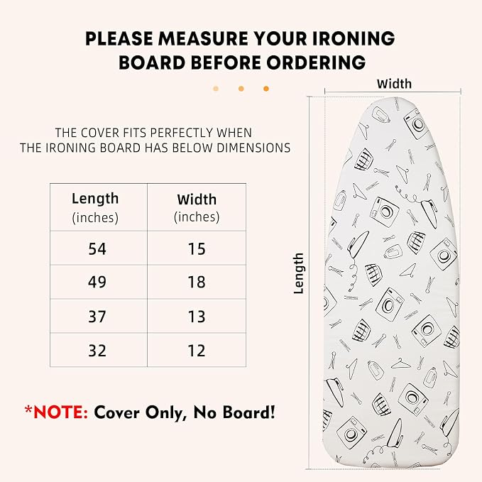 Wide Ironing Board Cover and Pad 18 x 49 inch Heat Reflective - Image 5