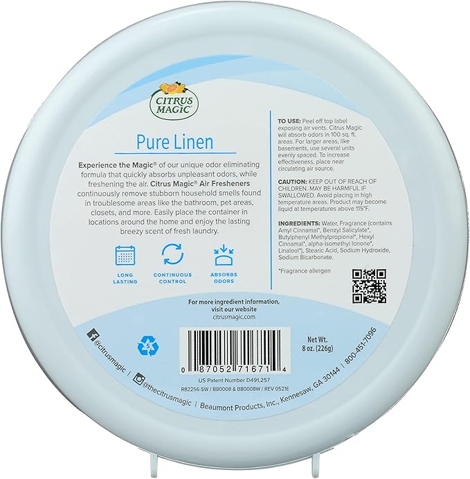 Citrus Magic Odor Absorbing Solid Air Freshener, Pure Linen - Image 2