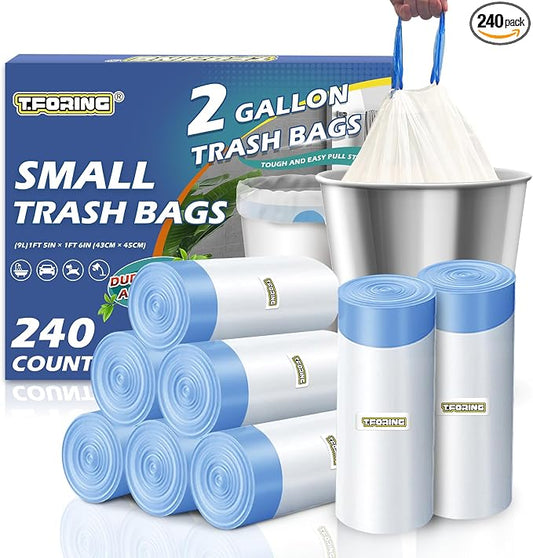 240 Count 2 Gallon Trash Bags Drawstring by TFORING%C2%AE