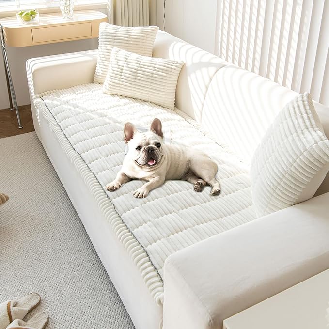OTOB Sofa Covers for 3 Cushion Couch Washable, Fuzzy Non Slip Pet Friendly by OTOB