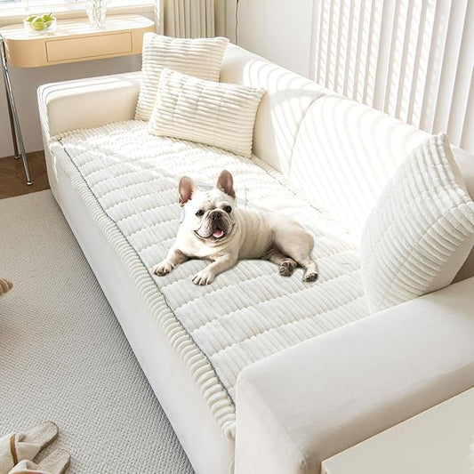 OTOB Sofa Covers for 3 Cushion Couch Washable, Fuzzy Non Slip Pet Friendly by OTOB