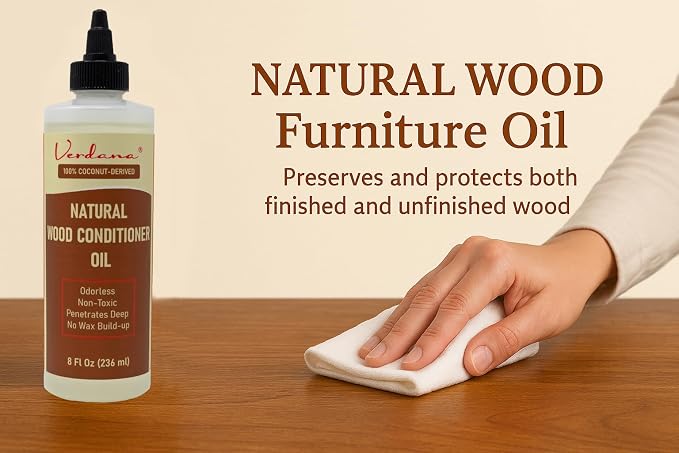 Verdana Natural Wood Conditioner Oil – 8 fl oz – Odorless, Non-Toxic Coconut - Image 6