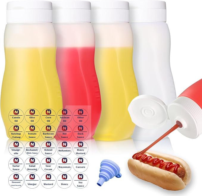 Condiment Squeeze Bottles for Ketchup Hot Sauce Liquids Oil by Nacxbwer