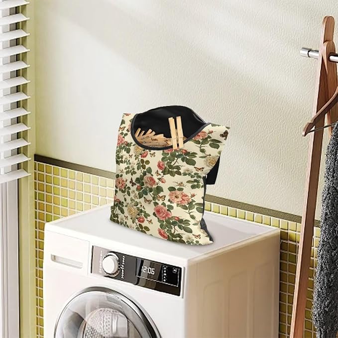 2 Pcs Floral Clothes Pin Hanging Bag - Image 3