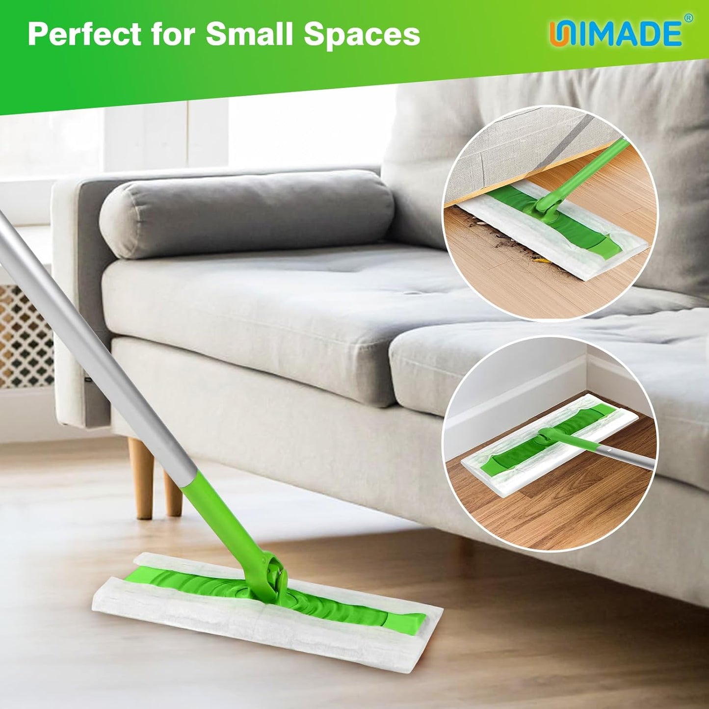 UNIMADE Dry Sweeping Cloths, 52 Count Mop Refill Compatible with Swiffer Sweeper - Disposable Duster Refills Mops for Cleaning Hardwood Floor Dust