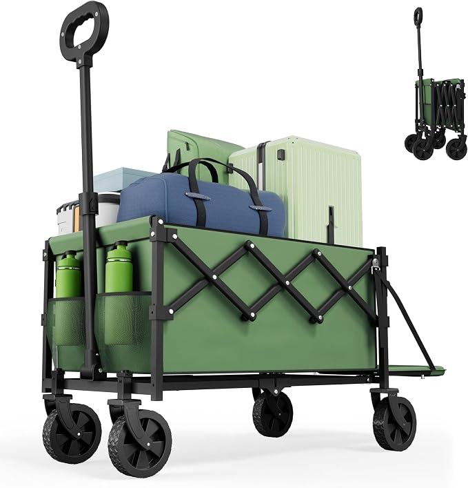 Collapsible Folding Wagon with Tailgate, Wagons Carts Foldable with 350lbs by Canpsky