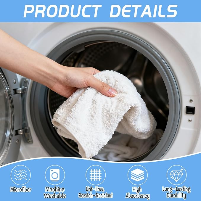 6 Pack Extra Large Microfiber Cleaning Cloths 20"x30", Lint-Free Reusable Towels - Image 3